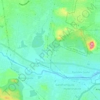 Ibrahim Bagh topographic map, elevation, terrain