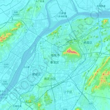 南京市 topographic map, elevation, terrain