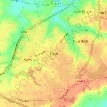 Bilton topographic map, elevation, terrain