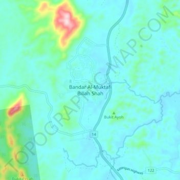 Bandar Al-Muktafi Billah Shah topographic map, elevation, terrain
