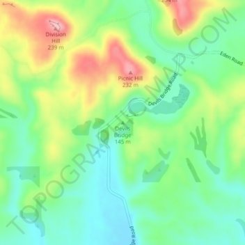 Devils Bridge topographic map, elevation, terrain