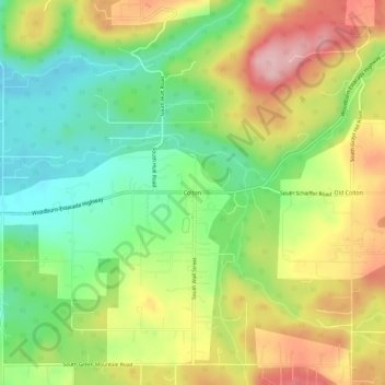 Colton topographic map, elevation, terrain