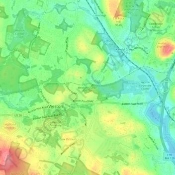 Weston Station topographic map, elevation, terrain
