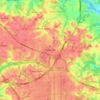 Forestville topographic map, elevation, terrain