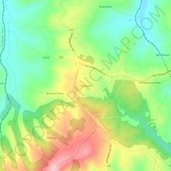 Tresnja topographic map, elevation, terrain