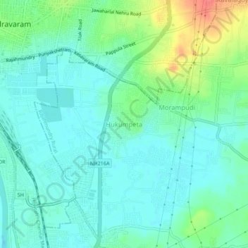 Hukumpeta topographic map, elevation, terrain