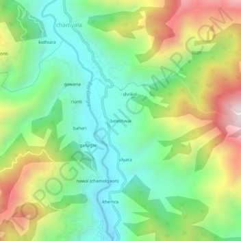 beleshwar topographic map, elevation, terrain