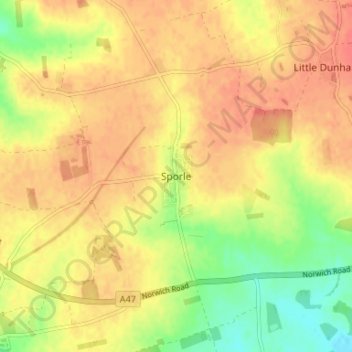 Sporle topographic map, elevation, terrain