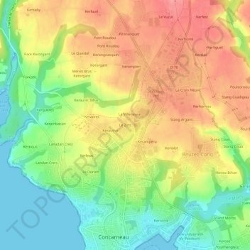Le Zins topographic map, elevation, terrain