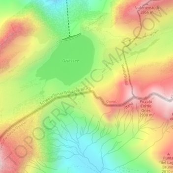 Passo del Gries topographic map, elevation, terrain
