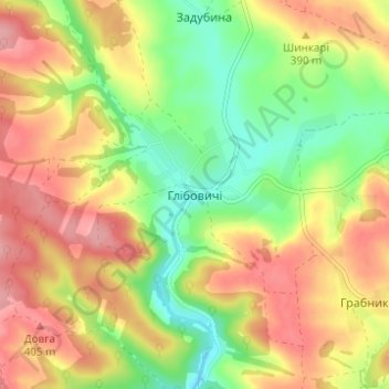 Hlibovychi topographic map, elevation, terrain