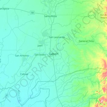 Gapan topographic map, elevation, terrain