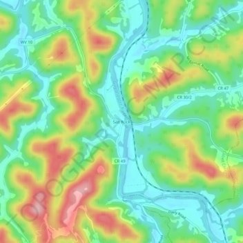 Salt Rock topographic map, elevation, terrain