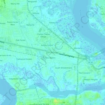 Saint Andrews topographic map, elevation, terrain