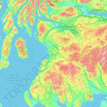 Ayrshire topographic map, elevation, terrain
