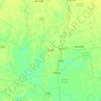 Naogaon topographic map, elevation, terrain