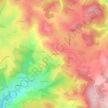 Les Brosses topographic map, elevation, terrain