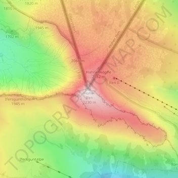 Hoher Ifen topographic map, elevation, terrain