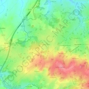 La Chardonnerie topographic map, elevation, terrain