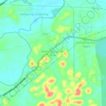 Kampung Jambu Rias topographic map, elevation, terrain