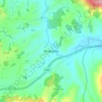 Dingestow topographic map, elevation, terrain