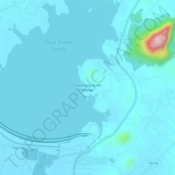 Kampung Bukit Manek topographic map, elevation, terrain