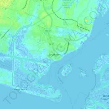 Southport topographic map, elevation, terrain