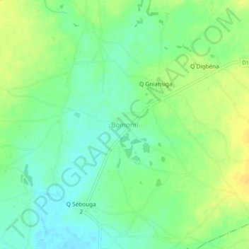 Bomonti topographic map, elevation, terrain