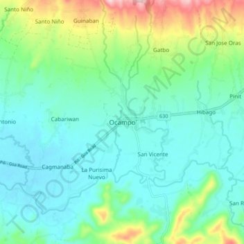 Ocampo topographic map, elevation, terrain