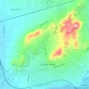 De Anza Village topographic map, elevation, terrain
