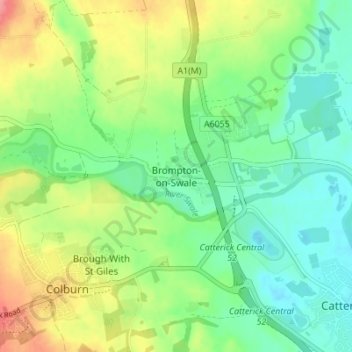 Brompton-on-Swale topographic map, elevation, terrain