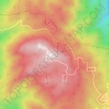 Olympus topographic map, elevation, terrain