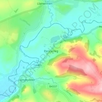 Pencarreg topographic map, elevation, terrain