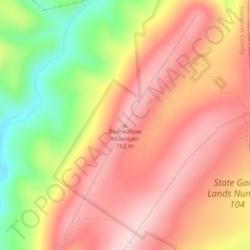 Bearwallow Mountain topographic map, elevation, terrain