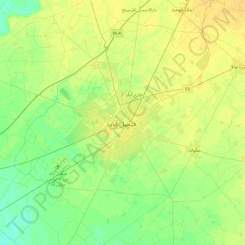 Faisalabad topographic map, elevation, terrain