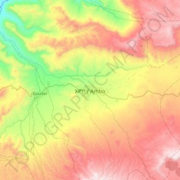 Ambo topographic map, elevation, terrain