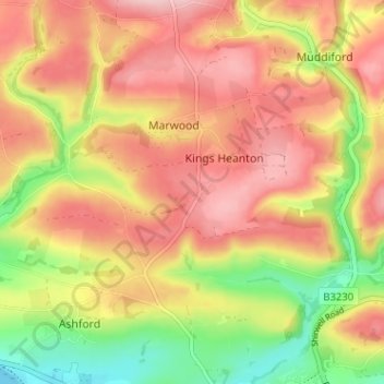 Prixford topographic map, elevation, terrain