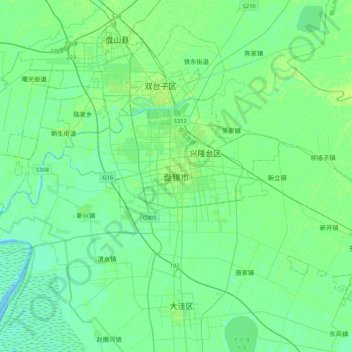 盘锦市 topographic map, elevation, terrain