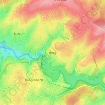 Berg topographic map, elevation, terrain