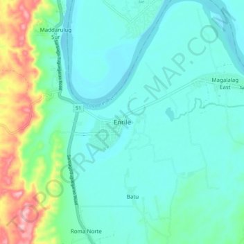 Enrile topographic map, elevation, terrain