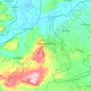 Montgomery topographic map, elevation, terrain