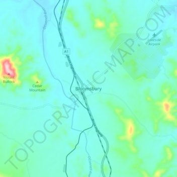 Bloomsbury topographic map, elevation, terrain