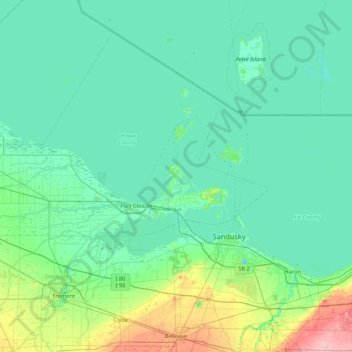 Catawba Island topographic map, elevation, terrain