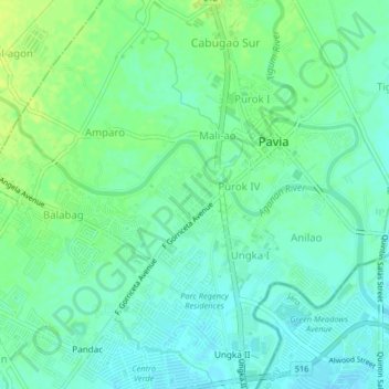 Aganan topographic map, elevation, terrain