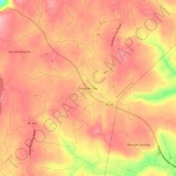 Summer City topographic map, elevation, terrain