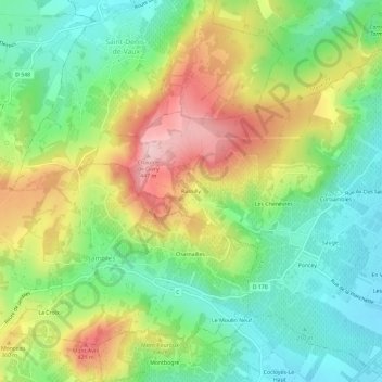 Russilly topographic map, elevation, terrain