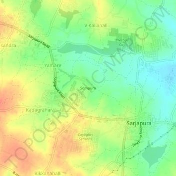 Sompura topographic map, elevation, terrain