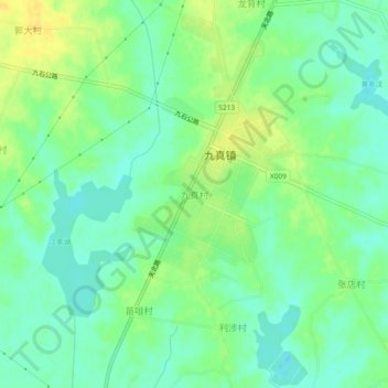 九真村 topographic map, elevation, terrain