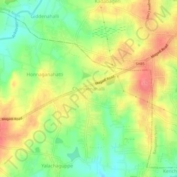 Channenahalli topographic map, elevation, terrain