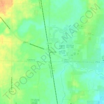 Franksville topographic map, elevation, terrain